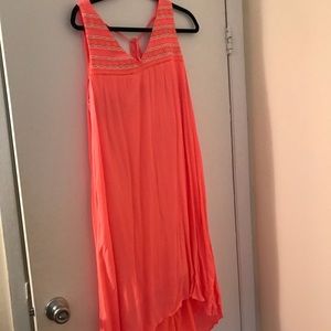 Neon pink high low maxi dress